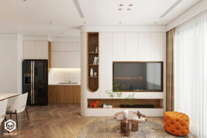 Vinhomes Skylake Phạm Hùng Căn Hộ 86m² Tối Giản, Tiện Nghi & Hiện Đại Phòng khách sang trọng tại Vinhomes Skylake